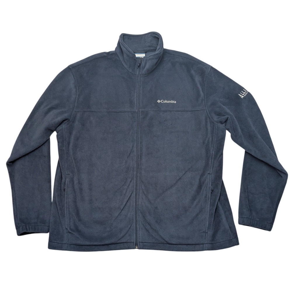 Columbia Fleece Jacket Men XXL Navy Blue Full Zip Steens Mountain Logo